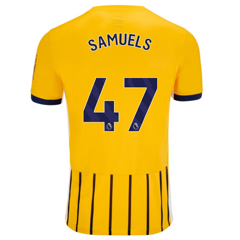 Kandiny Kinderen Imari Samuels #47 Goud Blauw Krijtstrepen Uitshirt Uittenue 2024/25 T-Shirt