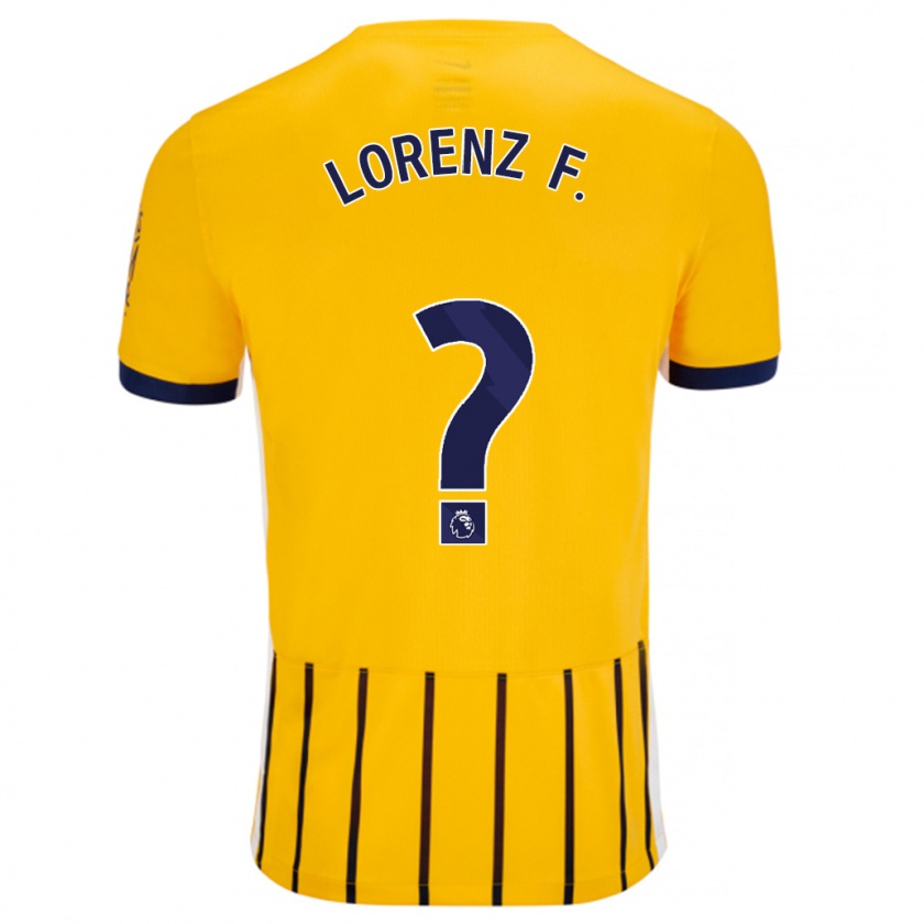 Kandiny Bambino Maglia Lorenz Ferdinand #0 Oro Blu A Righe Sottili Kit Gara Away 2024/25 Maglietta