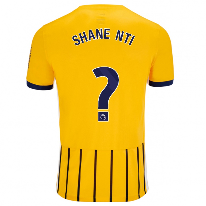 Kandiny Kinderen Shane Nti #0 Goud Blauw Krijtstrepen Uitshirt Uittenue 2024/25 T-Shirt