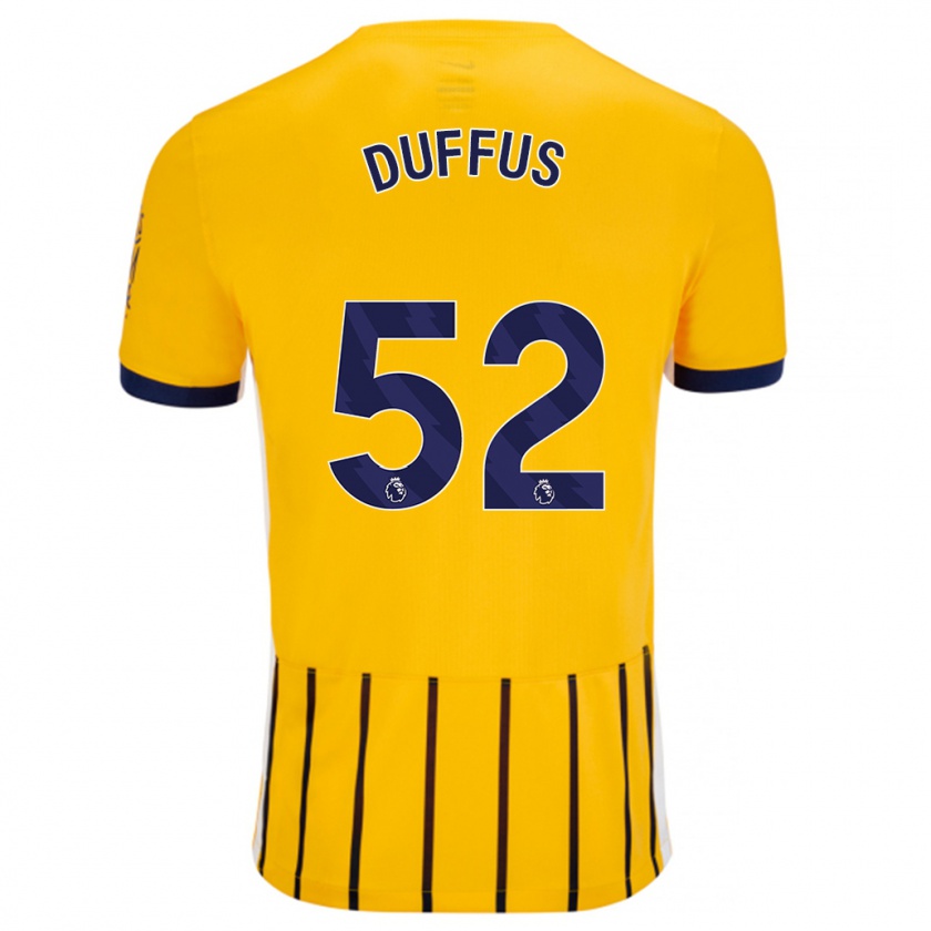 Kandiny Bambino Maglia Josh Duffus #52 Oro Blu A Righe Sottili Kit Gara Away 2024/25 Maglietta