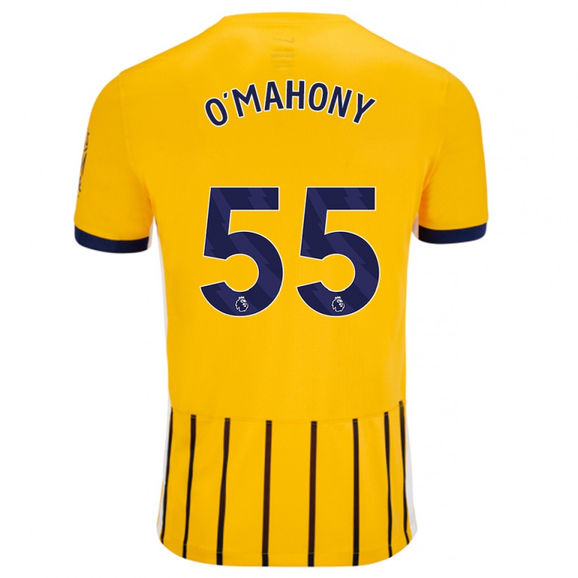 Kandiny Kinderen Mark O'mahony #55 Goud Blauw Krijtstrepen Uitshirt Uittenue 2024/25 T-Shirt