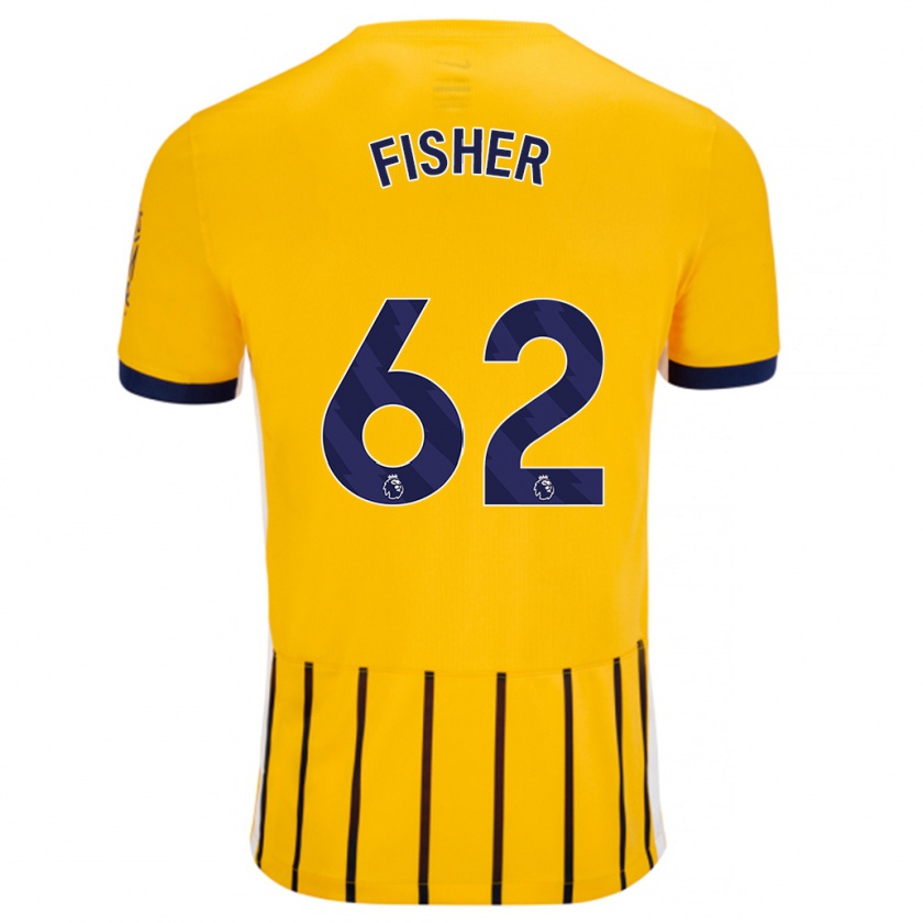 Kandiny Kinder Hugo Fisher #62 Gold Blau Nadelstreifen Auswärtstrikot Trikot 2024/25 T-Shirt Österreich