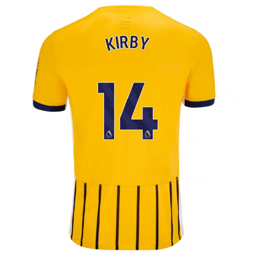 Kandiny Niño Camiseta Fran Kirby #14 Dorado Azul Rayas 2ª Equipación 2024/25 La Camisa