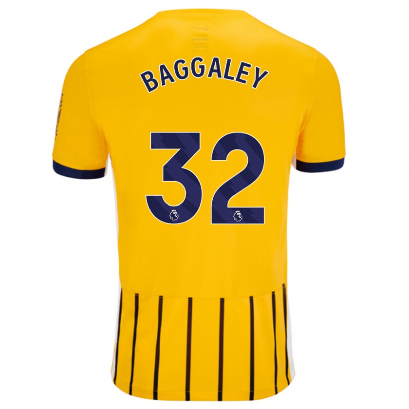 Kandiny Bambino Maglia Sophie Baggaley #32 Oro Blu A Righe Sottili Kit Gara Away 2024/25 Maglietta