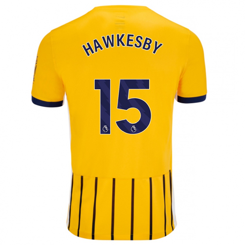 Kandiny Niño Camiseta Mackenzie Hawkesby #15 Dorado Azul Rayas 2ª Equipación 2024/25 La Camisa