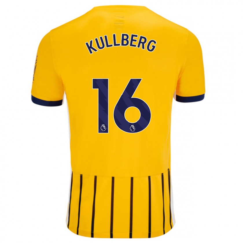 Kandiny Kinder Emma Nanny Charlotte Kullberg #16 Gold Blau Nadelstreifen Auswärtstrikot Trikot 2024/25 T-Shirt Österreich