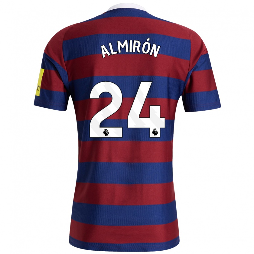 Kandiny Kinderen Miguel Almirón #24 Bordeauxrood Marineblauw Uitshirt Uittenue 2024/25 T-Shirt