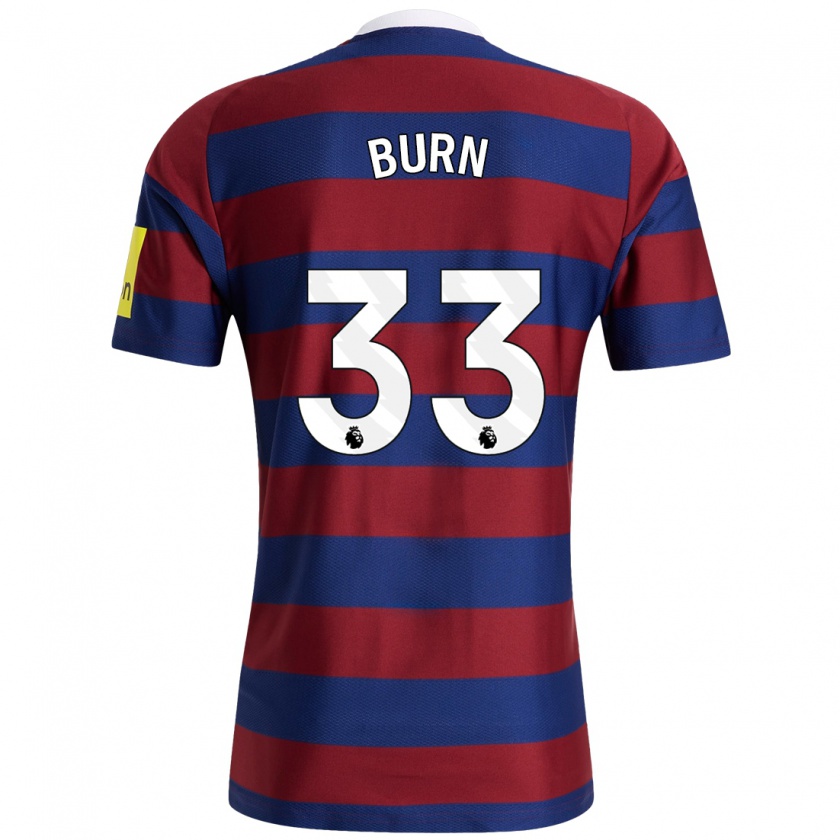 Kandiny Bambino Maglia Dan Burn #33 Borgogna Blu Navy Kit Gara Away 2024/25 Maglietta