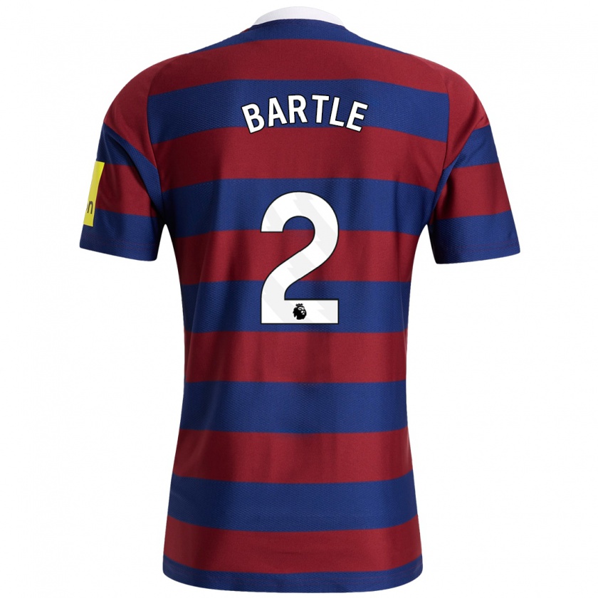 Kandiny Bambino Maglia Jodie Bartle #2 Borgogna Blu Navy Kit Gara Away 2024/25 Maglietta