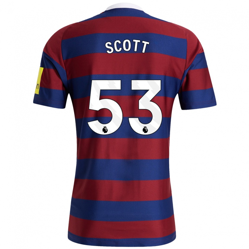 Kandiny Kinderen Joshua Scott #53 Bordeauxrood Marineblauw Uitshirt Uittenue 2024/25 T-Shirt