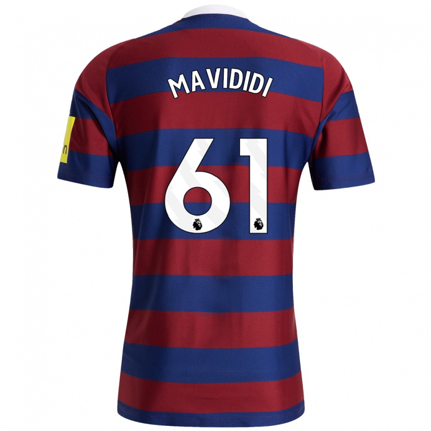 Kandiny Kinderen Shaun Mavididi #61 Bordeauxrood Marineblauw Uitshirt Uittenue 2024/25 T-Shirt