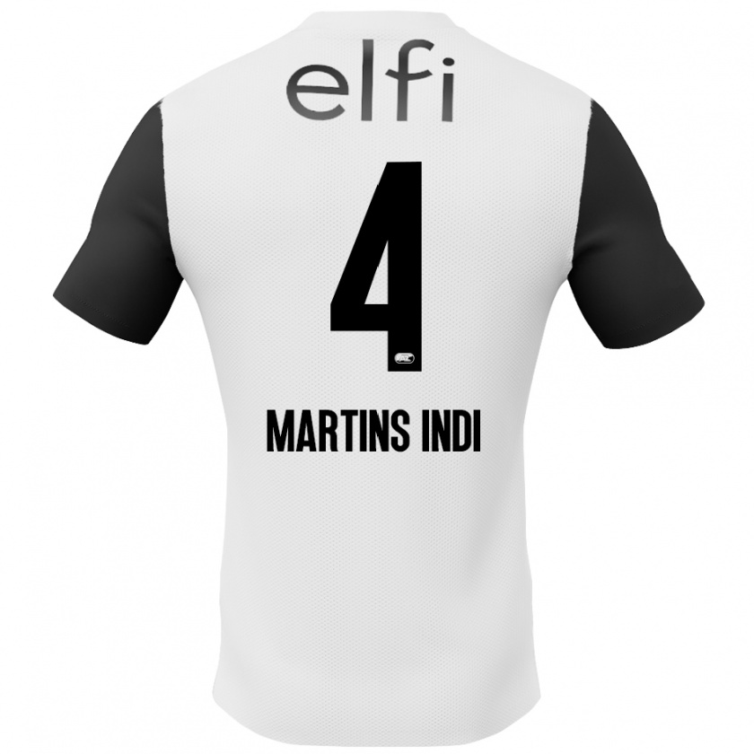 Kandiny Niño Camiseta Bruno Martins Indi #4 Blanco Negro 2ª Equipación 2024/25 La Camisa