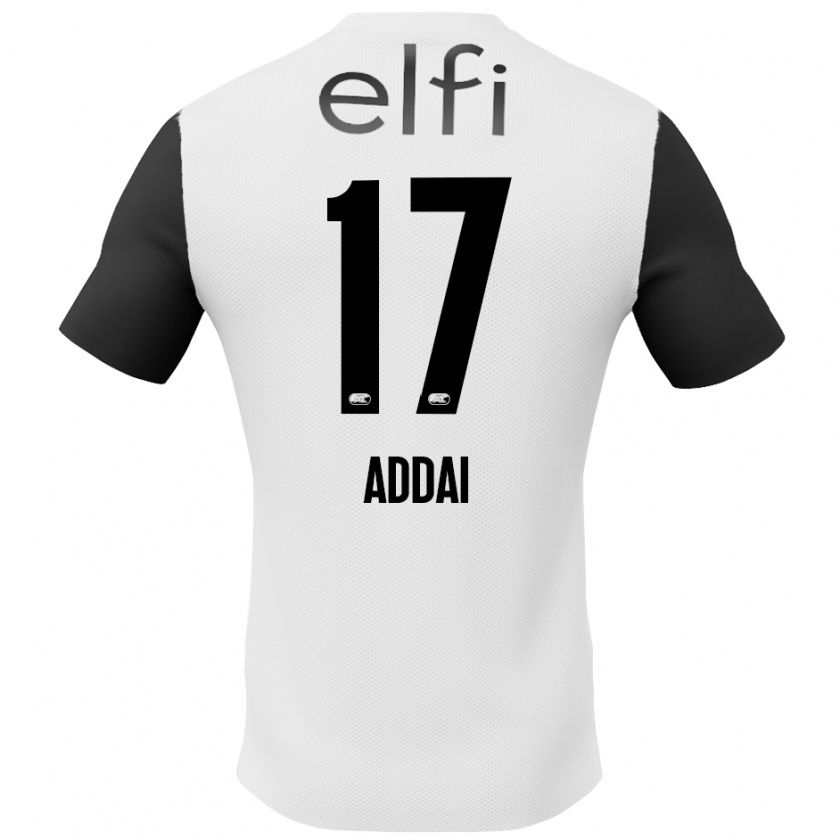 Kandiny Niño Camiseta Jayden Addai #17 Blanco Negro 2ª Equipación 2024/25 La Camisa