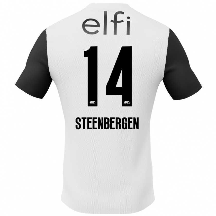 Kandiny Niño Camiseta Thom Steenbergen #14 Blanco Negro 2ª Equipación 2024/25 La Camisa