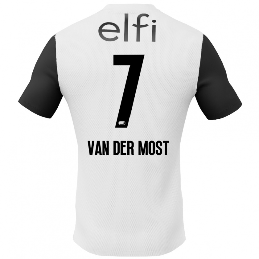 Kandiny Niño Camiseta Veerle Van Der Most #7 Blanco Negro 2ª Equipación 2024/25 La Camisa