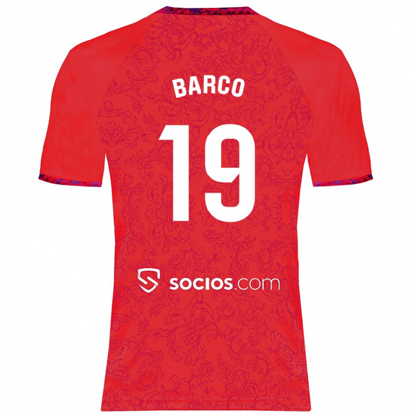 Kandiny Bambino Maglia Valentín Barco #19 Rosso Kit Gara Away 2024/25 Maglietta