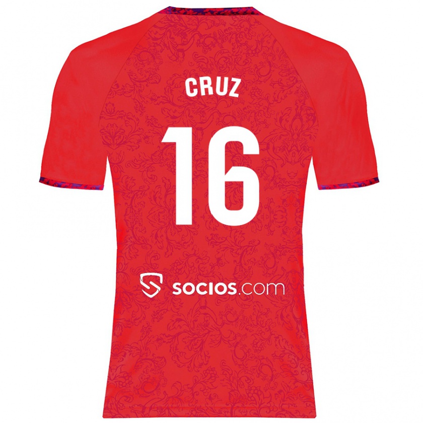 Kandiny Kinderen Jesús Cruz #16 Rood Uitshirt Uittenue 2024/25 T-Shirt