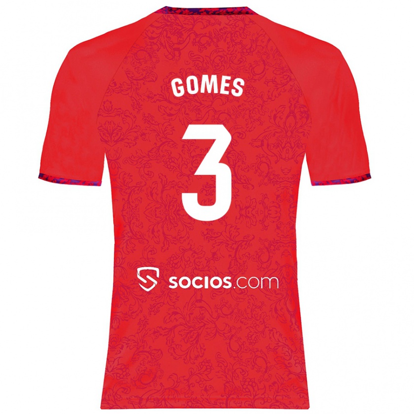 Kandiny Kinderen Diana Gomes #3 Rood Uitshirt Uittenue 2024/25 T-Shirt