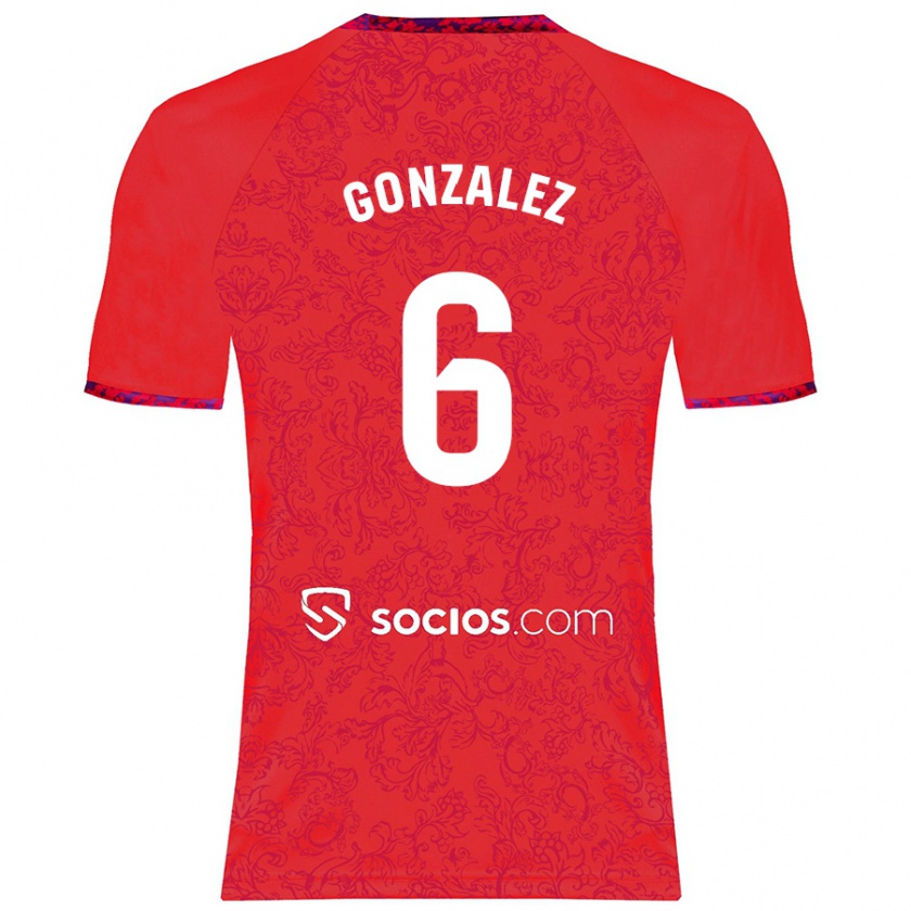 Kandiny Kinder Pamela González #6 Rot Auswärtstrikot Trikot 2024/25 T-Shirt Österreich