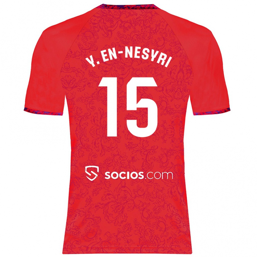 Kandiny Kinderen Youssef En-Nesyri #15 Rood Uitshirt Uittenue 2024/25 T-Shirt