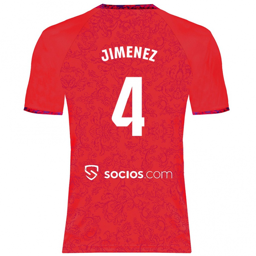 Kandiny Kinderen Diego Jiménez #4 Rood Uitshirt Uittenue 2024/25 T-Shirt België