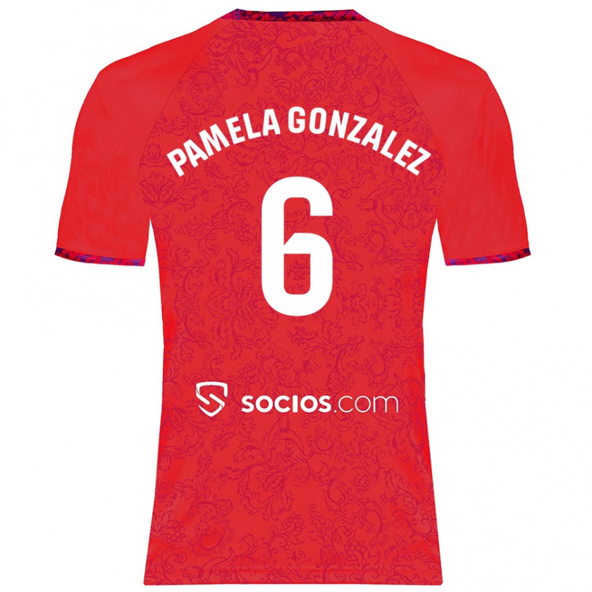 Kandiny Niño Camiseta Cinthia Pamela González Medina #6 Rojo 2ª Equipación 2024/25 La Camisa México