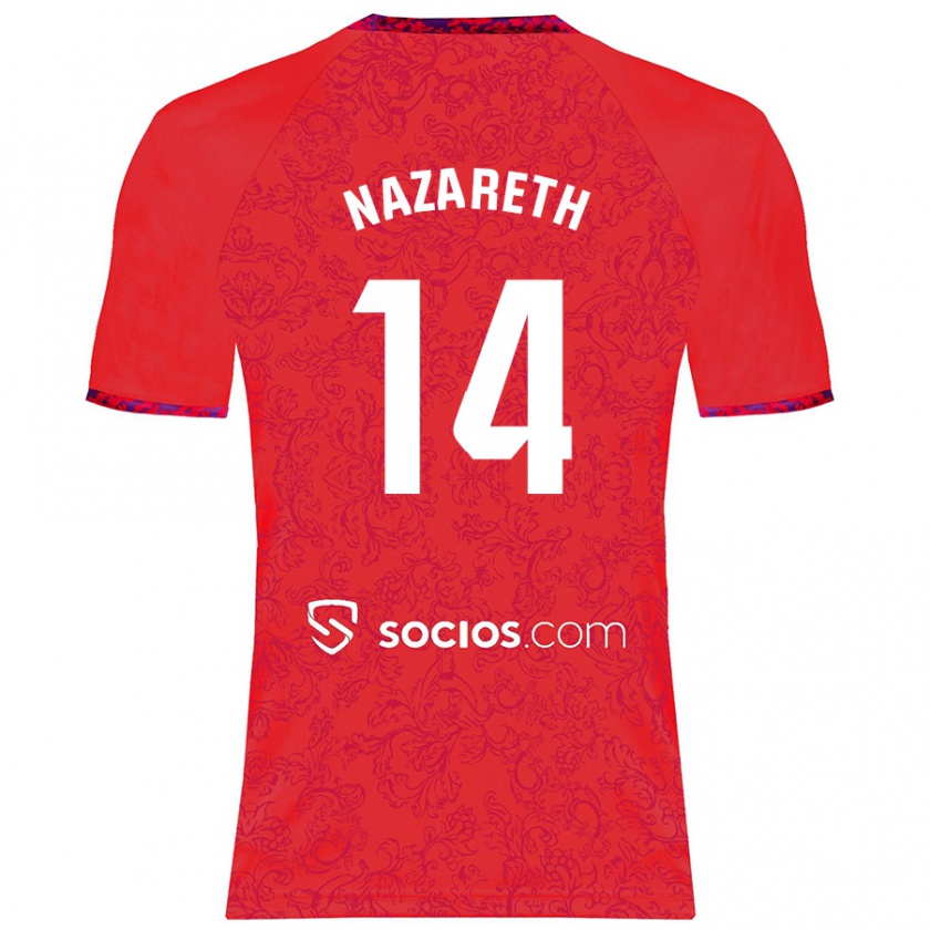 Kandiny Kinderen Nazaret Martín #14 Rood Uitshirt Uittenue 2024/25 T-Shirt