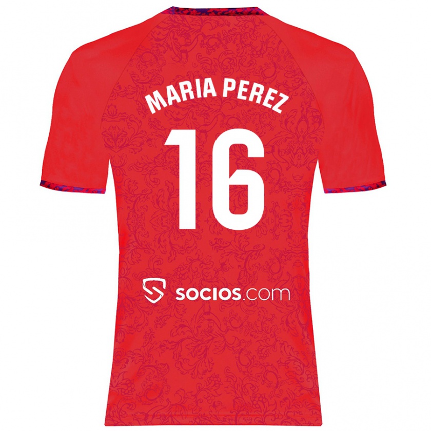 Kandiny Kinderen María Pérez Rabaza #16 Rood Uitshirt Uittenue 2024/25 T-Shirt