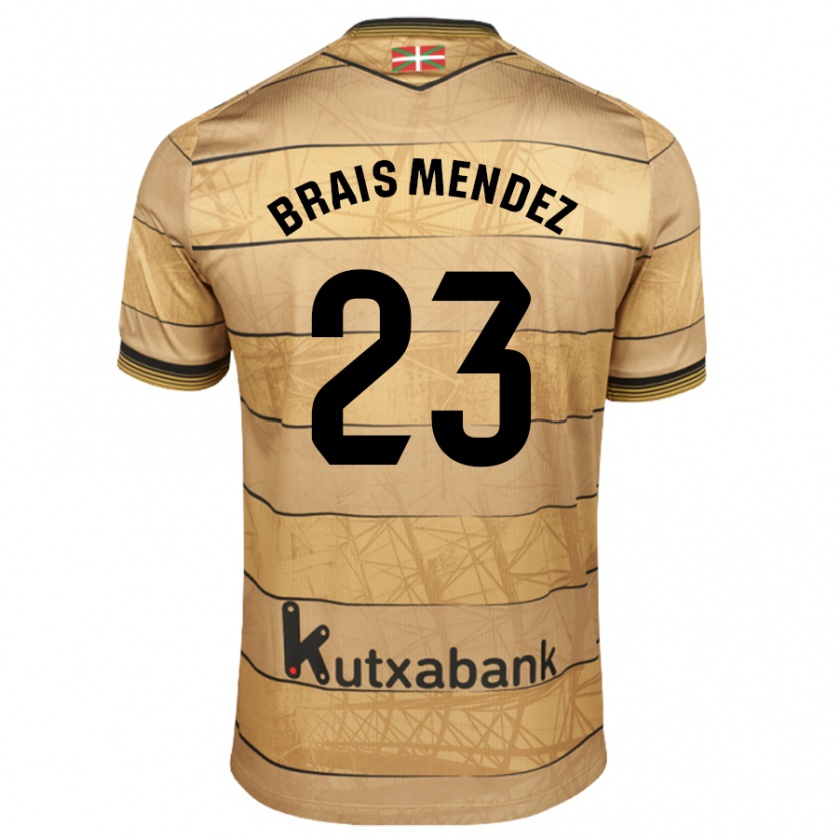 Kandiny Kinder Brais Méndez #23 Braun Auswärtstrikot Trikot 2024/25 T-Shirt Österreich