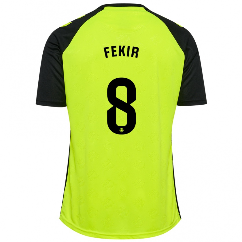 Kandiny Bambino Maglia Nabil Fekir #8 Giallo Fluorescente Nero Kit Gara Away 2024/25 Maglietta