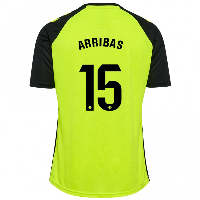 Kandiny Niño Camiseta Sergio Arribas #15 Amarillo Fluorescente Negro 2ª Equipación 2024/25 La Camisa