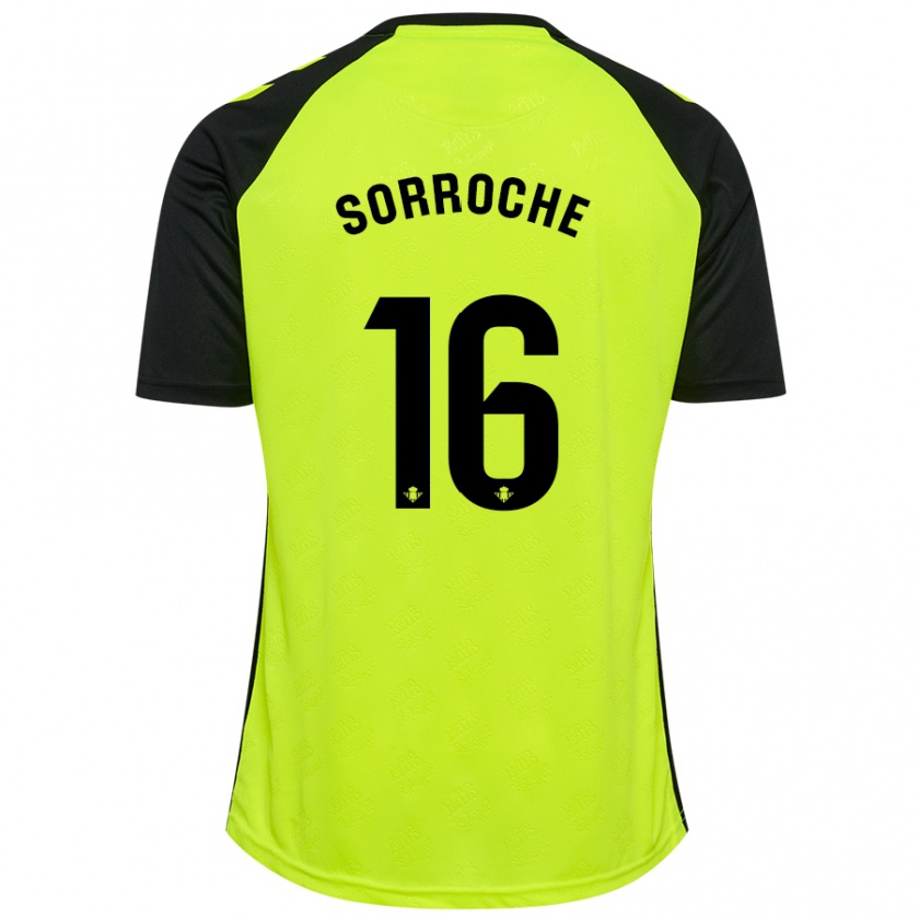 Kandiny Bambino Maglia Ginés Sorroche #16 Giallo Fluorescente Nero Kit Gara Away 2024/25 Maglietta