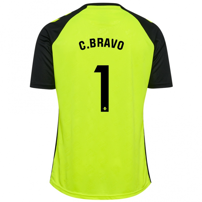 Kandiny Kinder Claudio Bravo #1 Fluoreszierendes Gelb Schwarz Auswärtstrikot Trikot 2024/25 T-Shirt Österreich