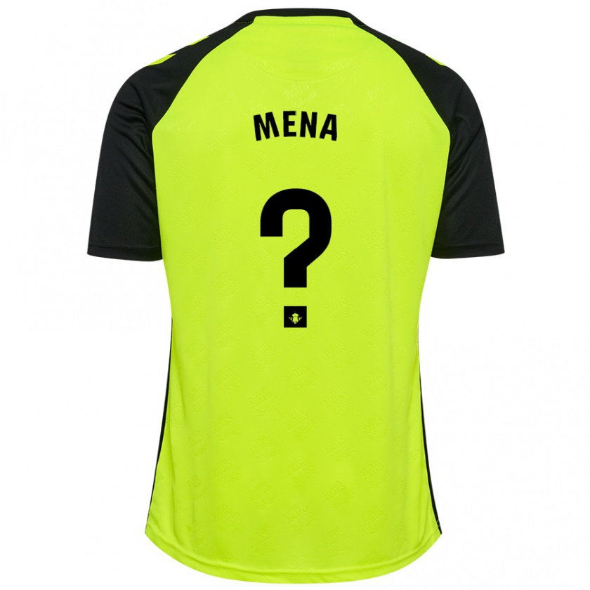 Kandiny Kinderen Justo Mena #0 Fluorescerend Geel Zwart Uitshirt Uittenue 2024/25 T-Shirt België