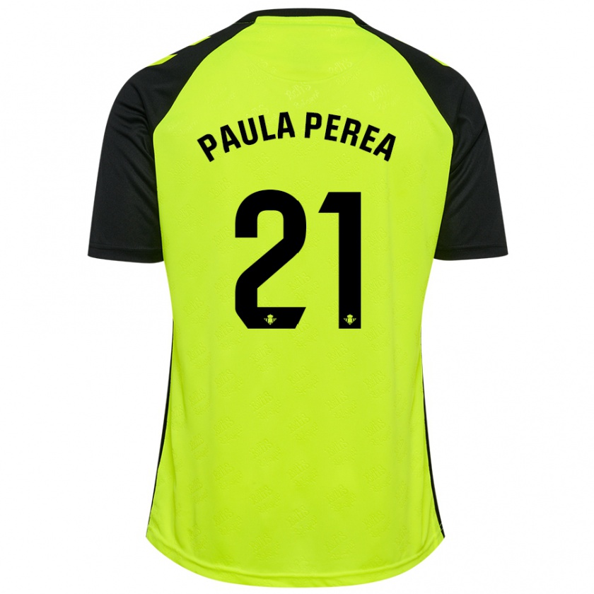 Kandiny Kinderen Paula Perea Ramírez #21 Fluorescerend Geel Zwart Uitshirt Uittenue 2024/25 T-Shirt