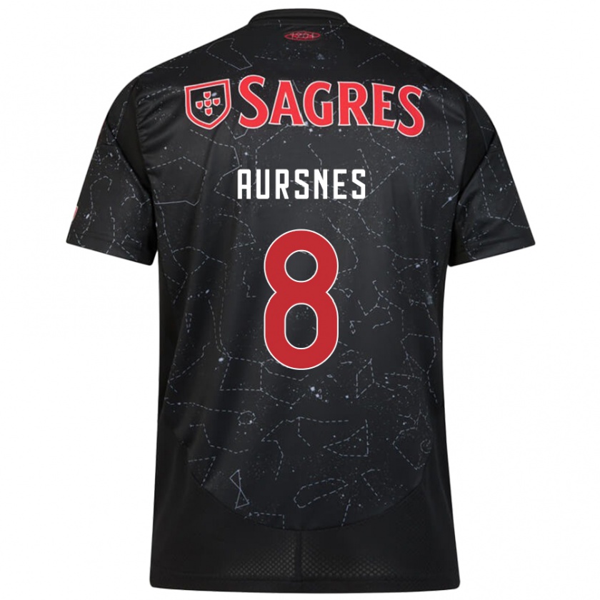 Kandiny Bambino Maglia Fredrik Aursnes #8 Nero Rosso Kit Gara Away 2024/25 Maglietta