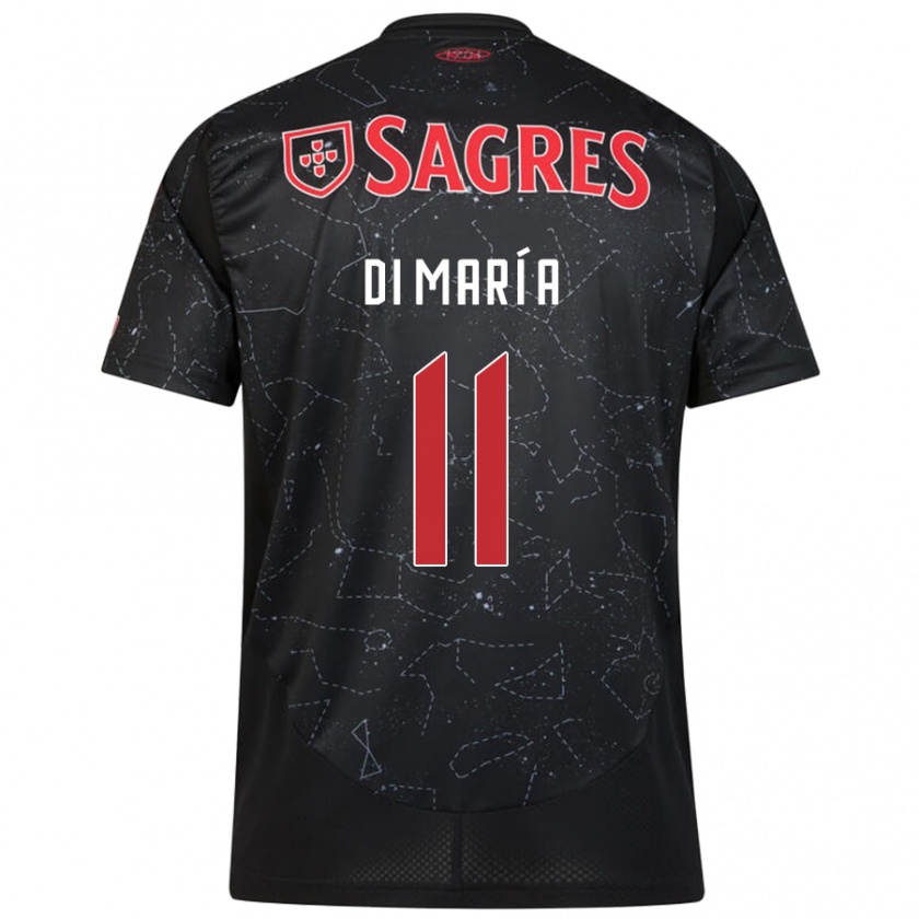 Kandiny Bambino Maglia Ángel Di María #11 Nero Rosso Kit Gara Away 2024/25 Maglietta