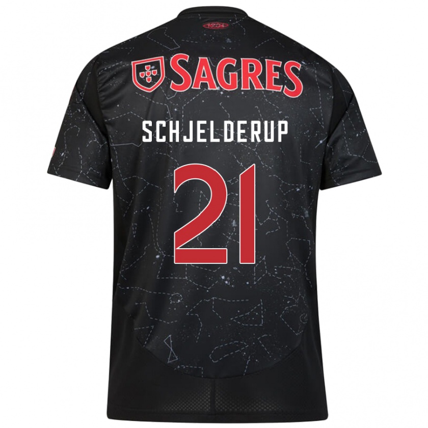 Kandiny Niño Camiseta Andreas Schjelderup #21 Negro Rojo 2ª Equipación 2024/25 La Camisa