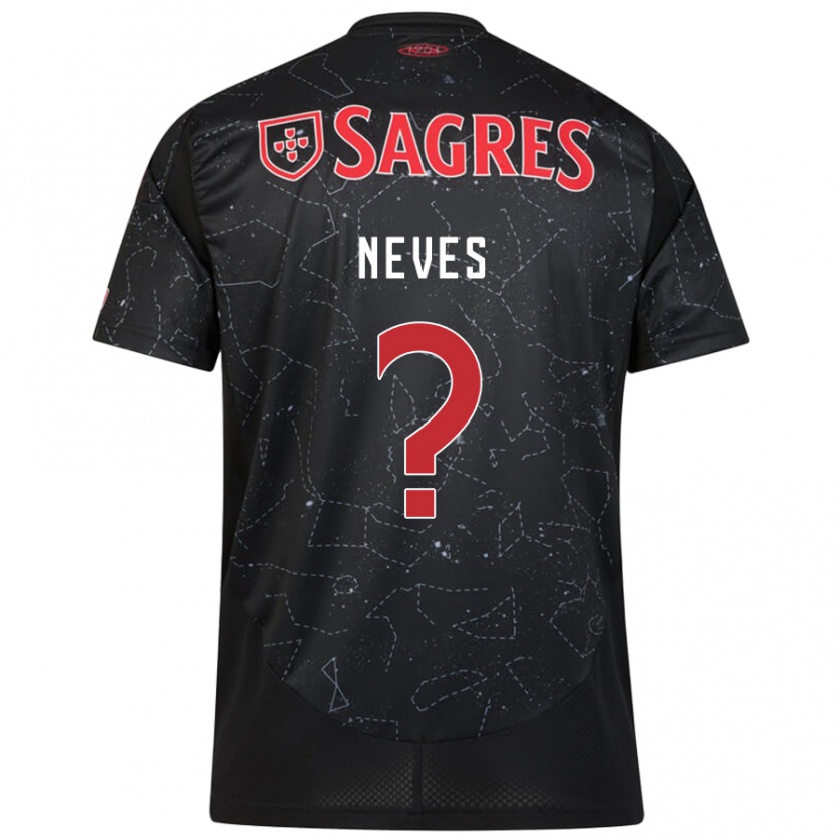 Kandiny Bambino Maglia Gil Neves #0 Nero Rosso Kit Gara Away 2024/25 Maglietta