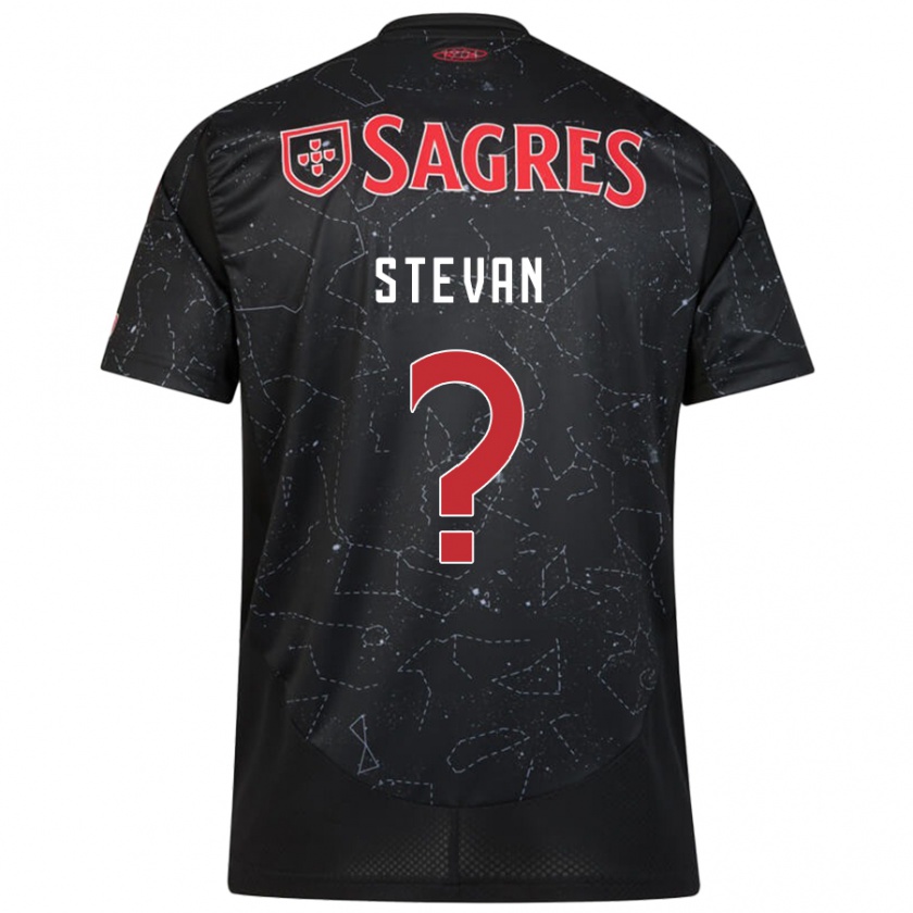 Kandiny Bambino Maglia Stevan #0 Nero Rosso Kit Gara Away 2024/25 Maglietta