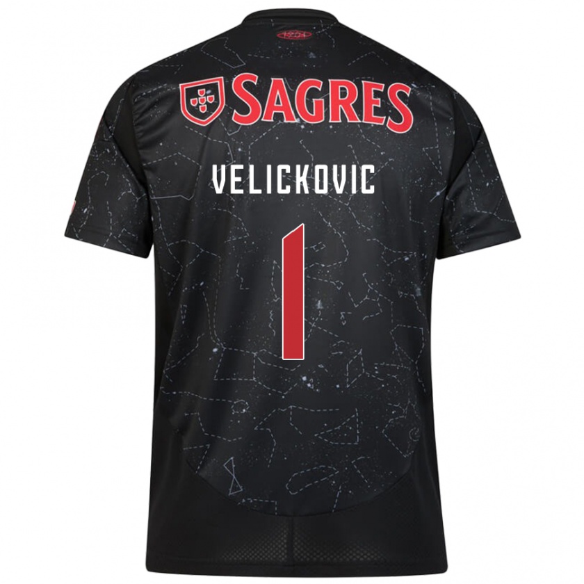 Kandiny Bambino Maglia Luka Velickovic #1 Nero Rosso Kit Gara Away 2024/25 Maglietta