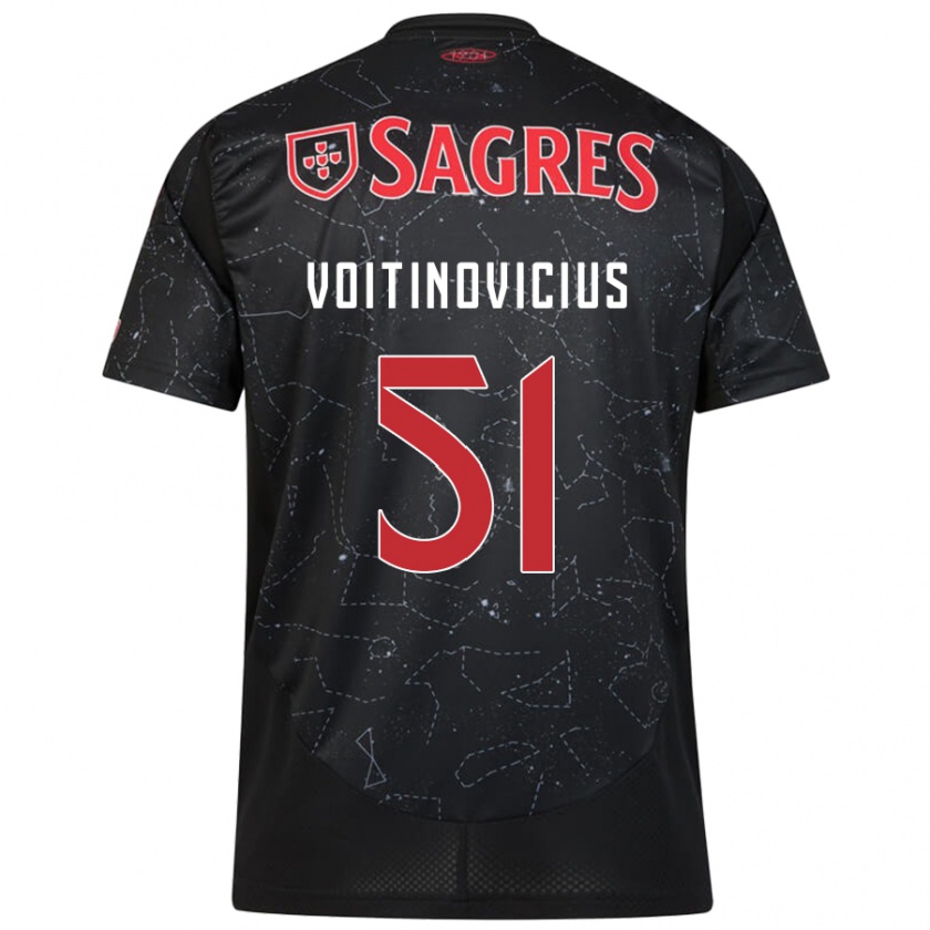 KandinyキッズArnas Voitinovicius#51黒 赤アウェイシャツ2024/25ジャージーユニフォーム