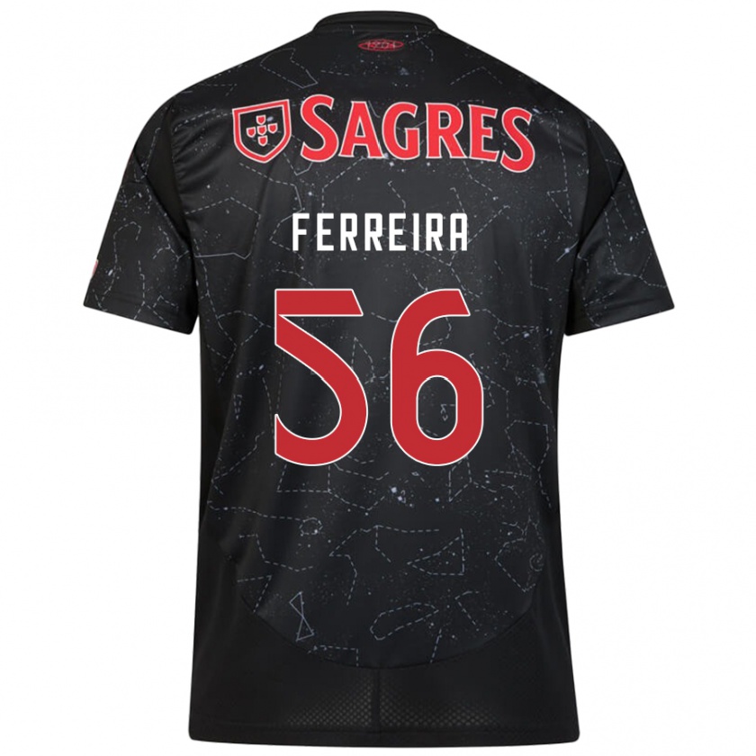 Kandiny Bambino Maglia Martim Ferreira #56 Nero Rosso Kit Gara Away 2024/25 Maglietta