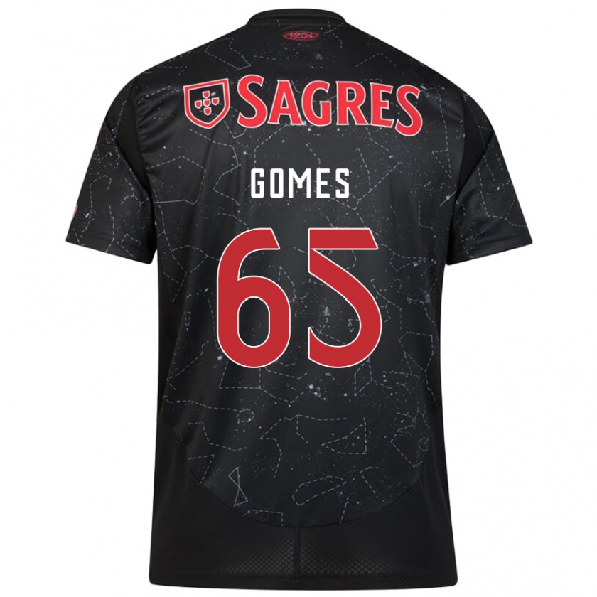 Kandiny Niño Camiseta André Gomes #65 Negro Rojo 2ª Equipación 2024/25 La Camisa