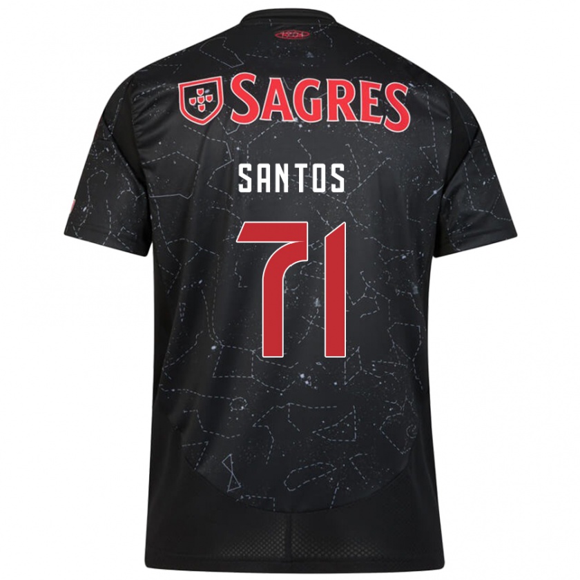 Kandiny Niño Camiseta Leandro Santos #71 Negro Rojo 2ª Equipación 2024/25 La Camisa