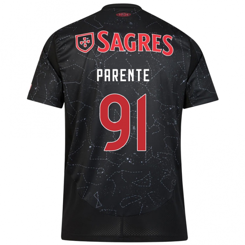 Kandiny Niño Camiseta Tiago Parente #91 Negro Rojo 2ª Equipación 2024/25 La Camisa