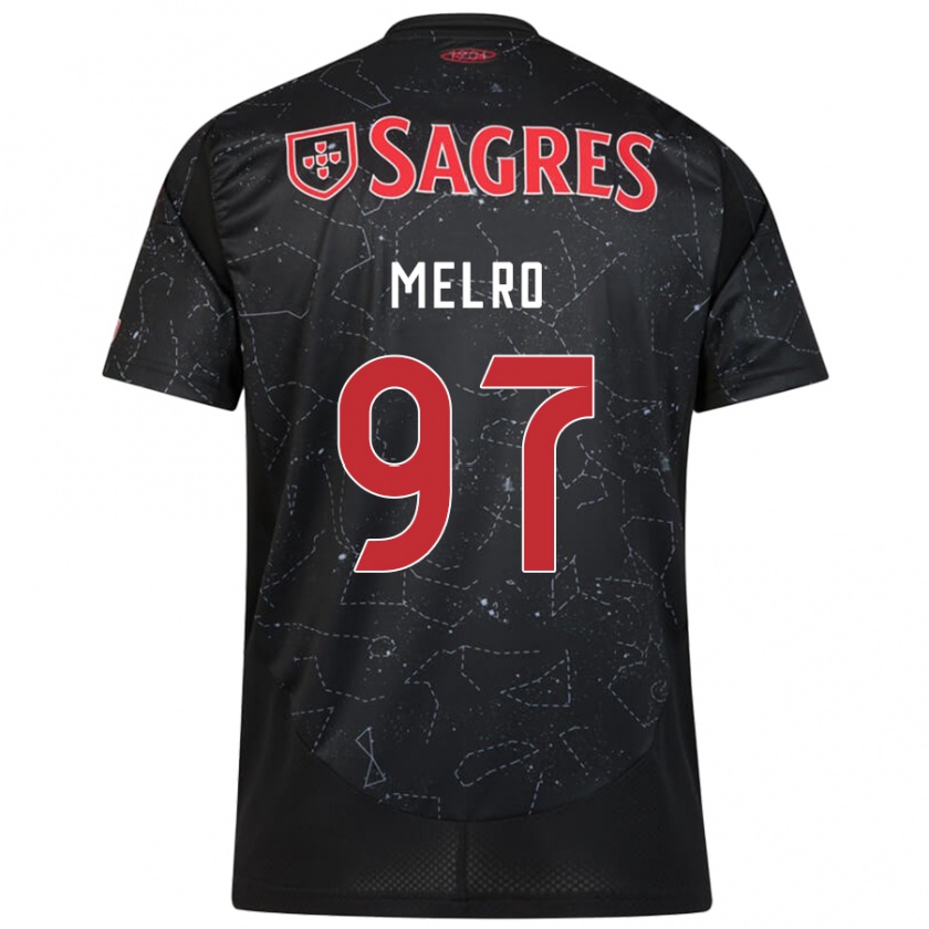 Kandiny Niño Camiseta José Melro #97 Negro Rojo 2ª Equipación 2024/25 La Camisa