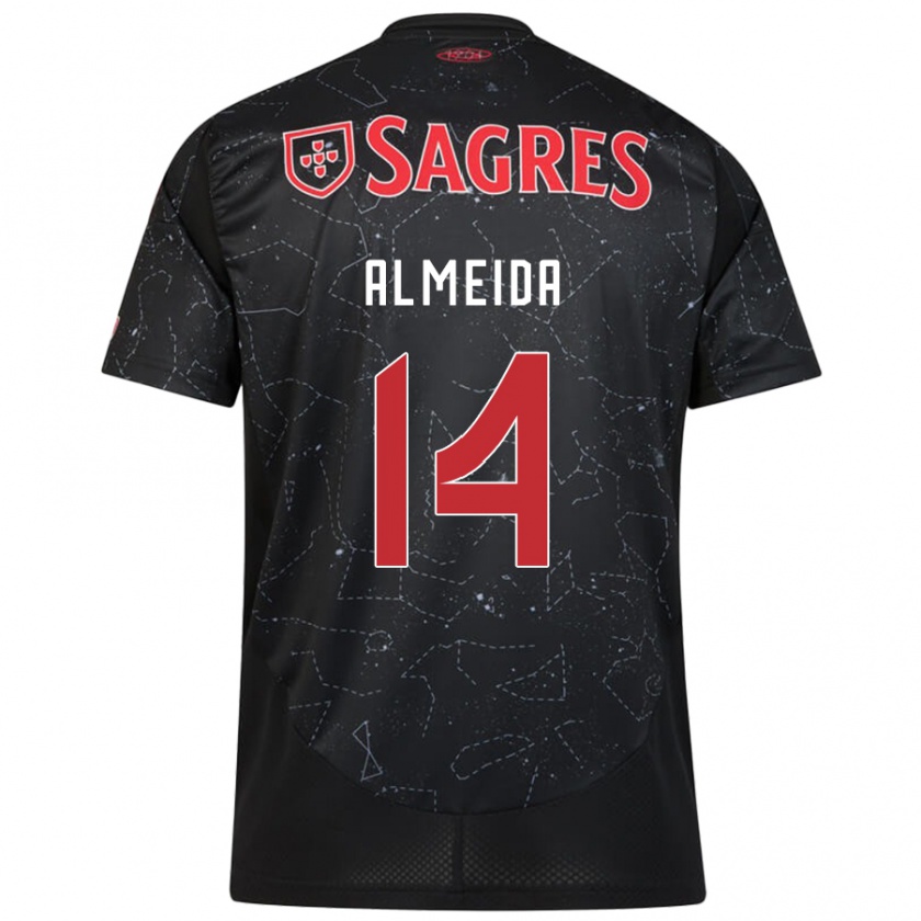 KandinyキッズLetícia Almeida#14黒 赤アウェイシャツ2024/25ジャージーユニフォーム