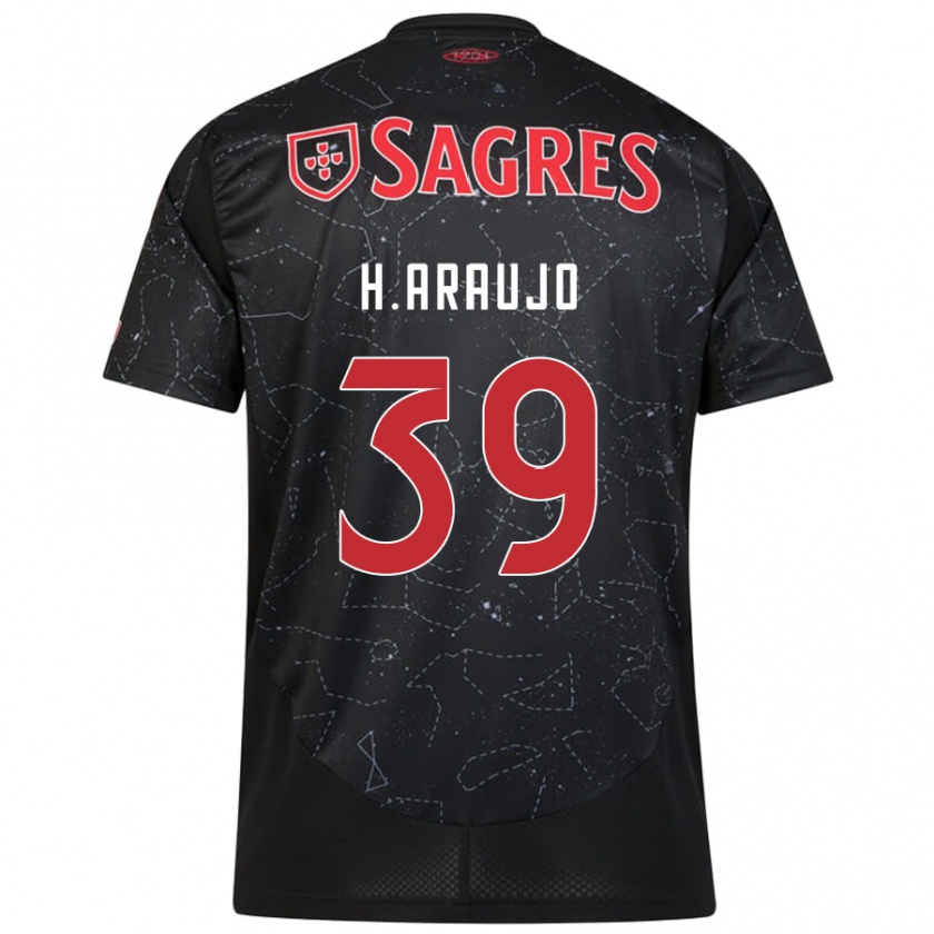 Kandiny Bambino Maglia Henrique Araujo #39 Nero Rosso Kit Gara Away 2024/25 Maglietta