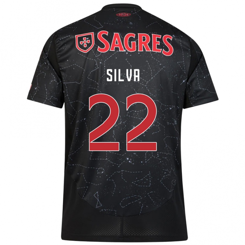 Kandiny Bambino Maglia Amelia Silva #22 Nero Rosso Kit Gara Away 2024/25 Maglietta